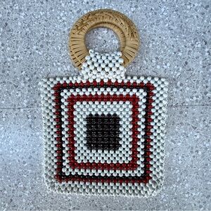 Ulla Johnson - Handcrafted Beaded Tote with Natural Handle / no liner